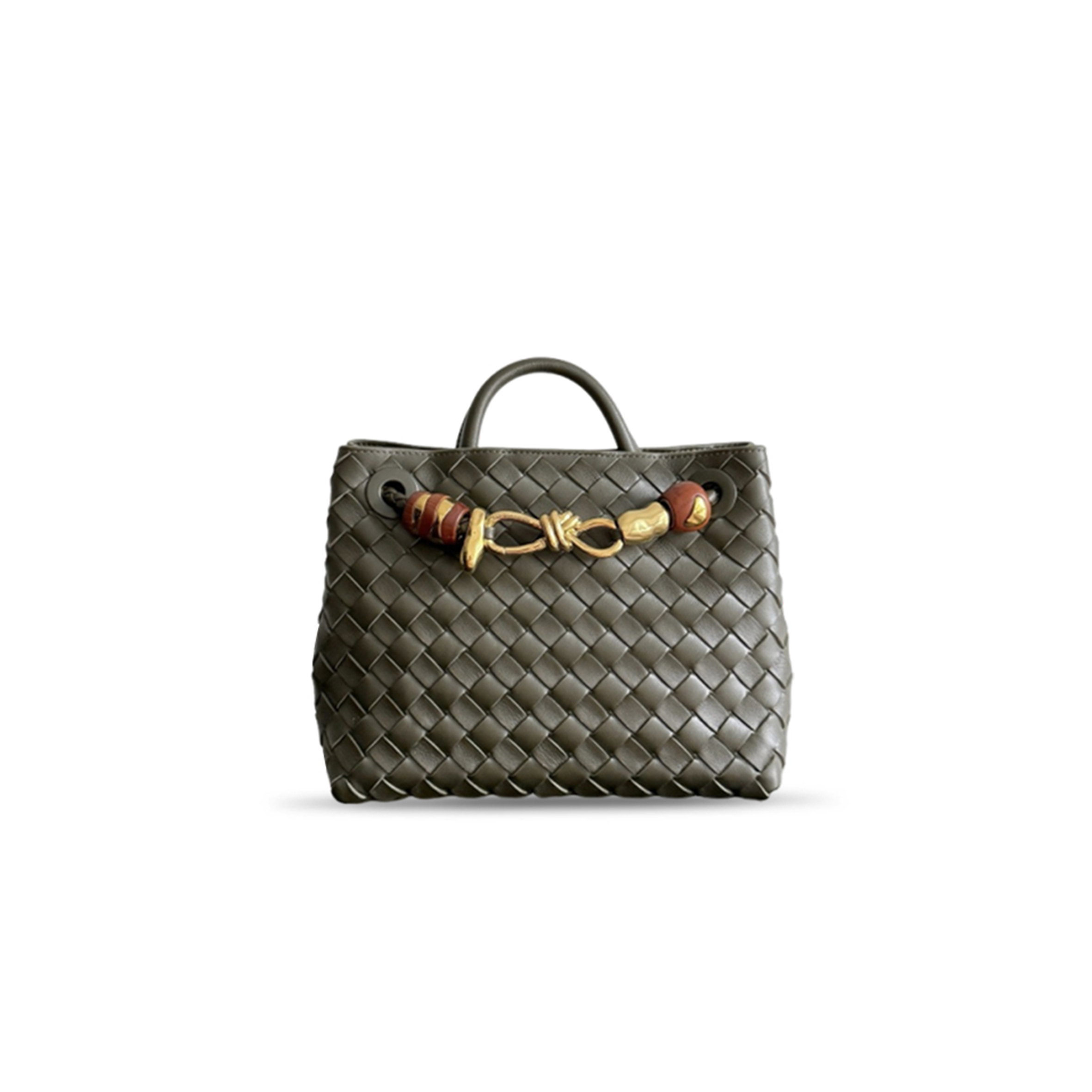 BOTTEGA VENETA SMALL ANDIAMO DARK MUSTARD BAG 743568 (25*22*10.5cm)